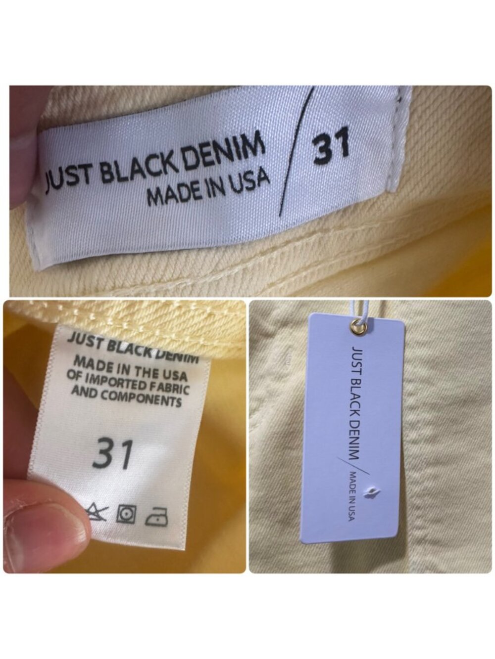 Just Black Denim Utility Wide Leg Jeans Womens 31 Pastel Yellow High Rise USA - Picture 5 of 15